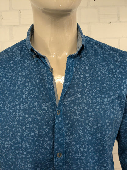 Tom Tailor overhemd. Blauw Bloemen print. Maat XL.