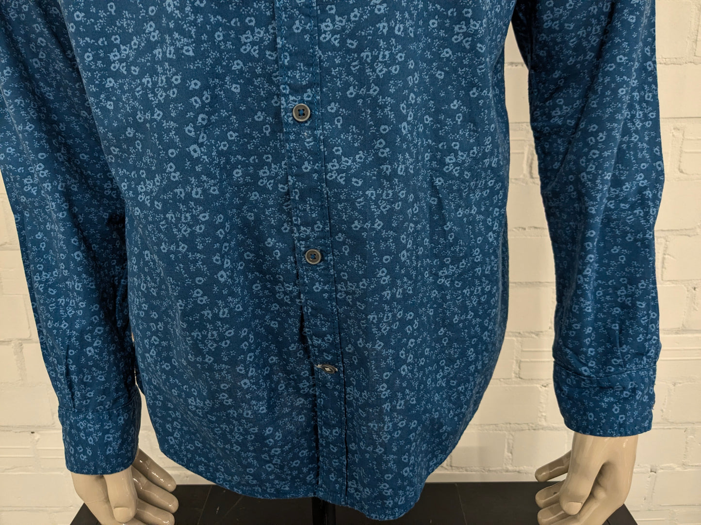 Tom Tailor overhemd. Blauw Bloemen print. Maat XL.