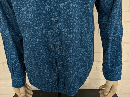 Tom Tailor overhemd. Blauw Bloemen print. Maat XL.