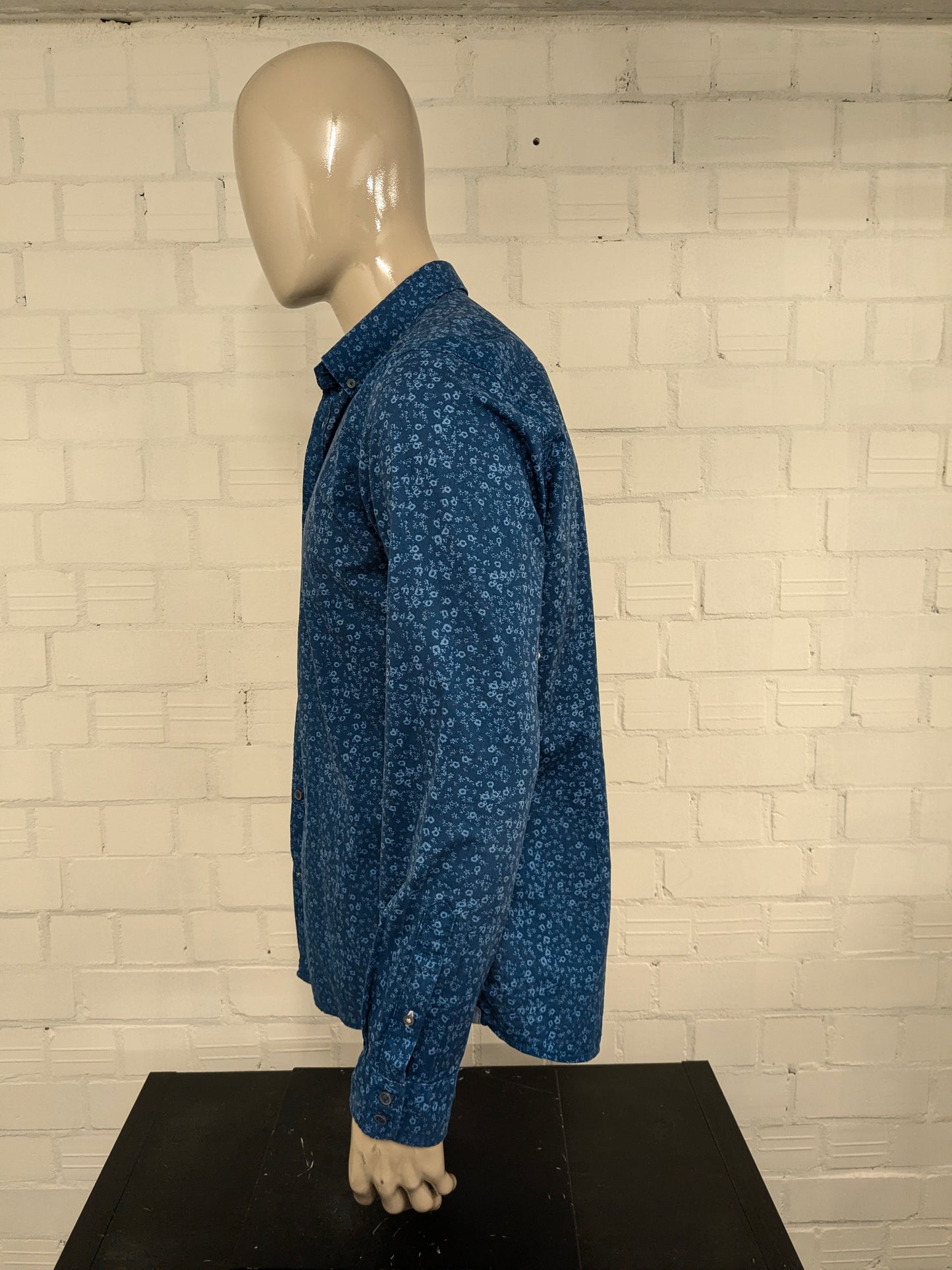 Tom Tailor overhemd. Blauw Bloemen print. Maat XL.