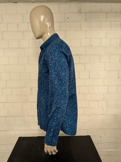 Tom Tailor overhemd. Blauw Bloemen print. Maat XL.