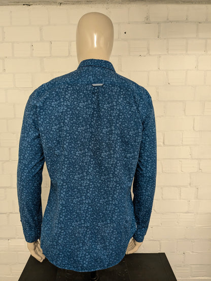 Tom Tailor overhemd. Blauw Bloemen print. Maat XL.