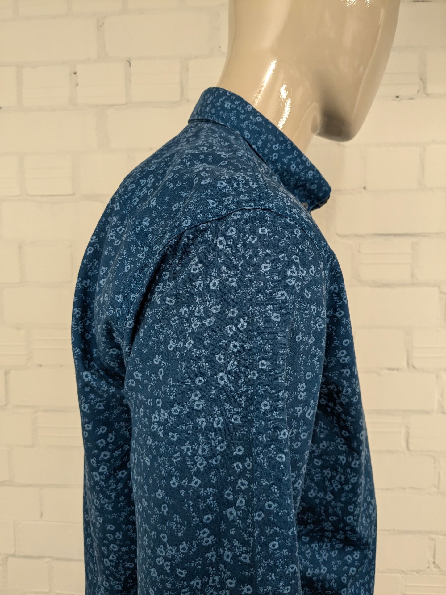 Tom Tailor overhemd. Blauw Bloemen print. Maat XL.