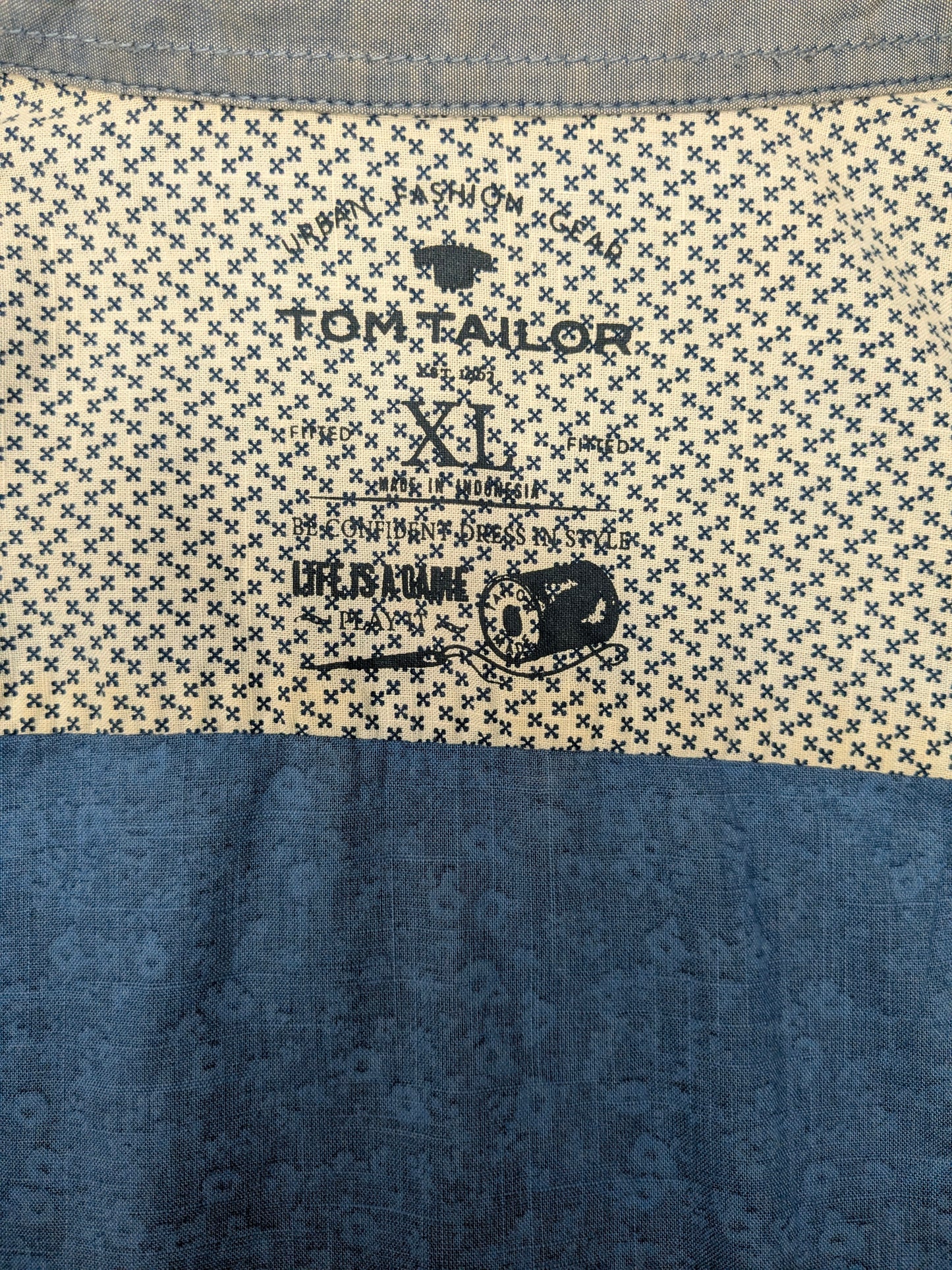 Tom Tailor overhemd. Blauw Bloemen print. Maat XL.