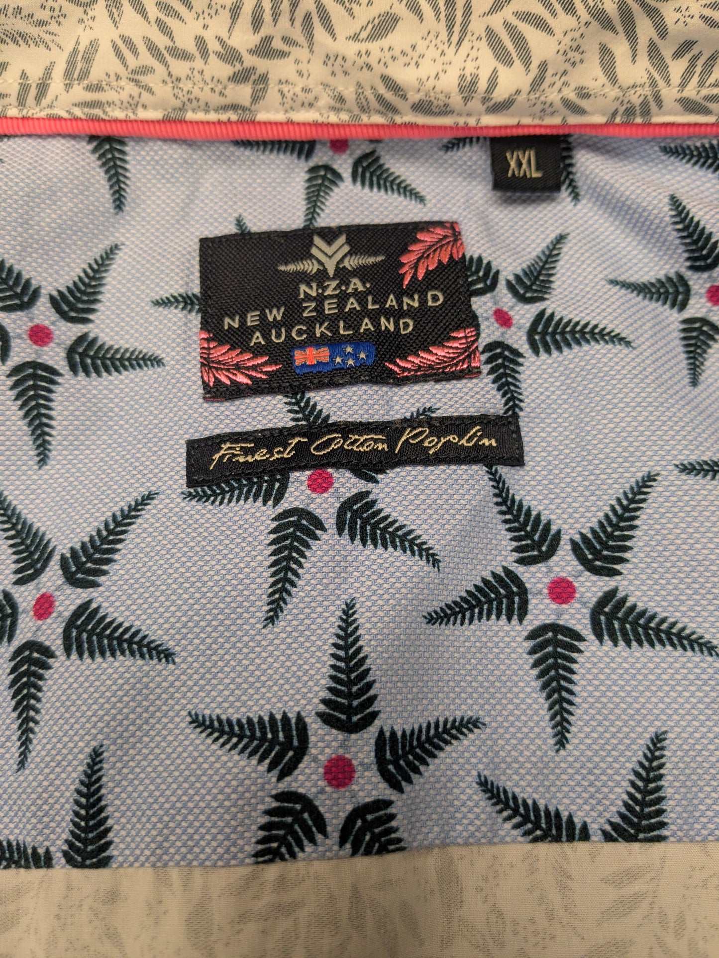 NZA New Zealand Auckland overhemd. Wit Grijze print. Maat 2XL / XXL.