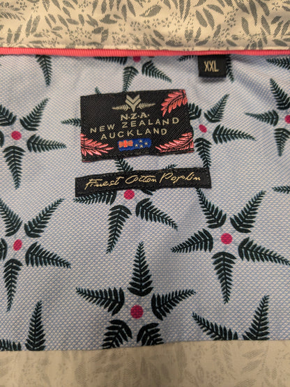 NZA New Zealand Auckland overhemd. Wit Grijze print. Maat 2XL / XXL.