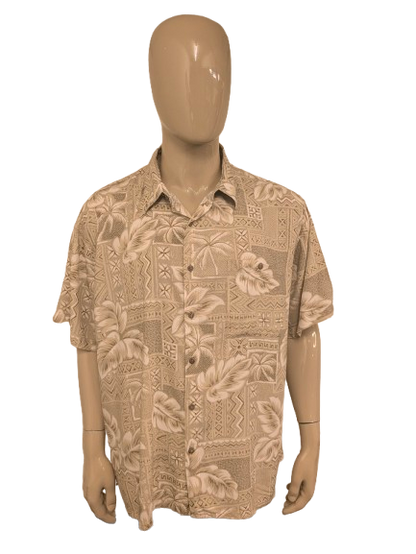 Batik Bay hawaii overhemd korte mouw. Kaki Grijze print. Maat 3XL / XXXL.