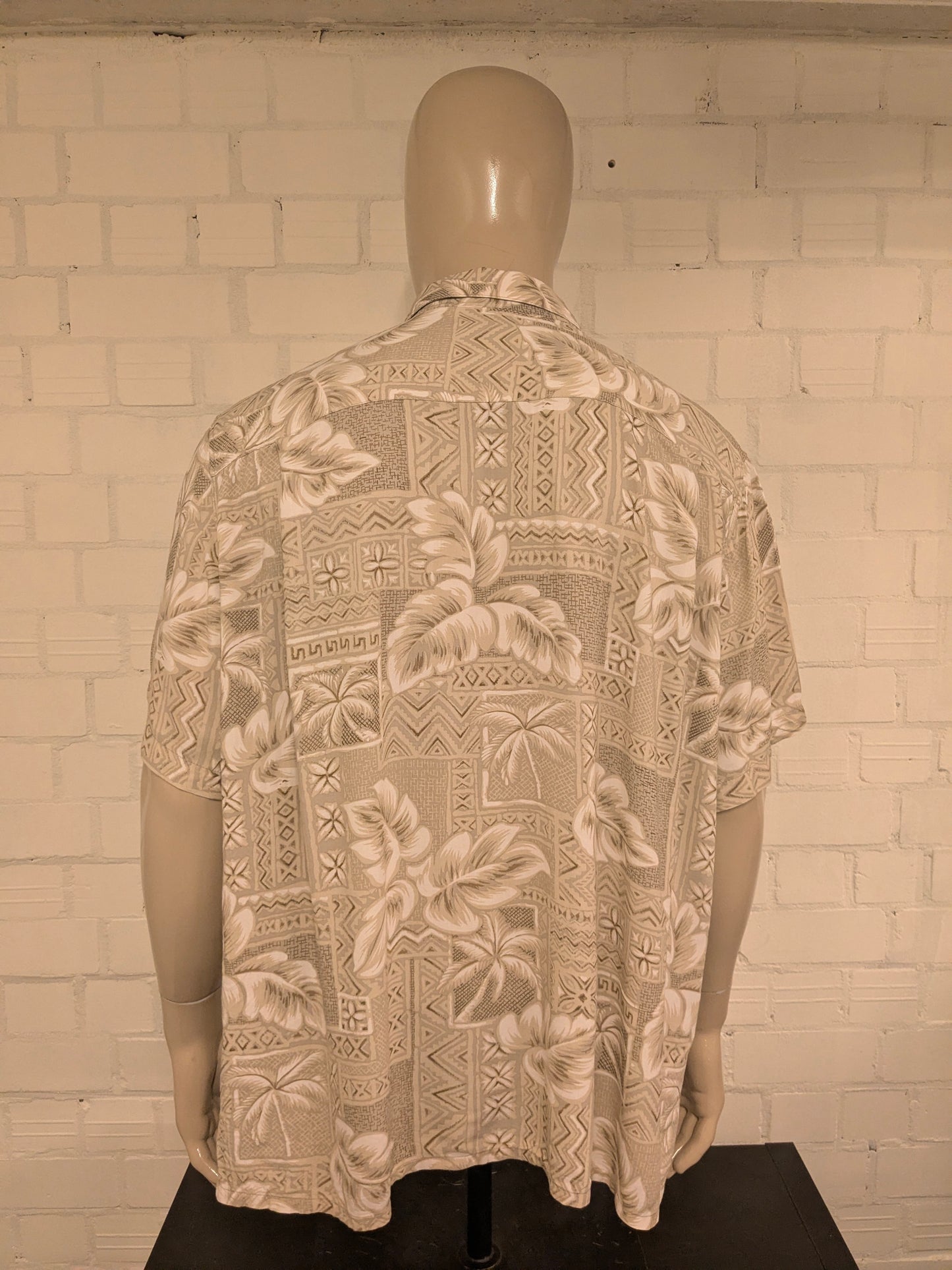 Batik Bay hawaii overhemd korte mouw. Kaki Grijze print. Maat 3XL / XXXL.