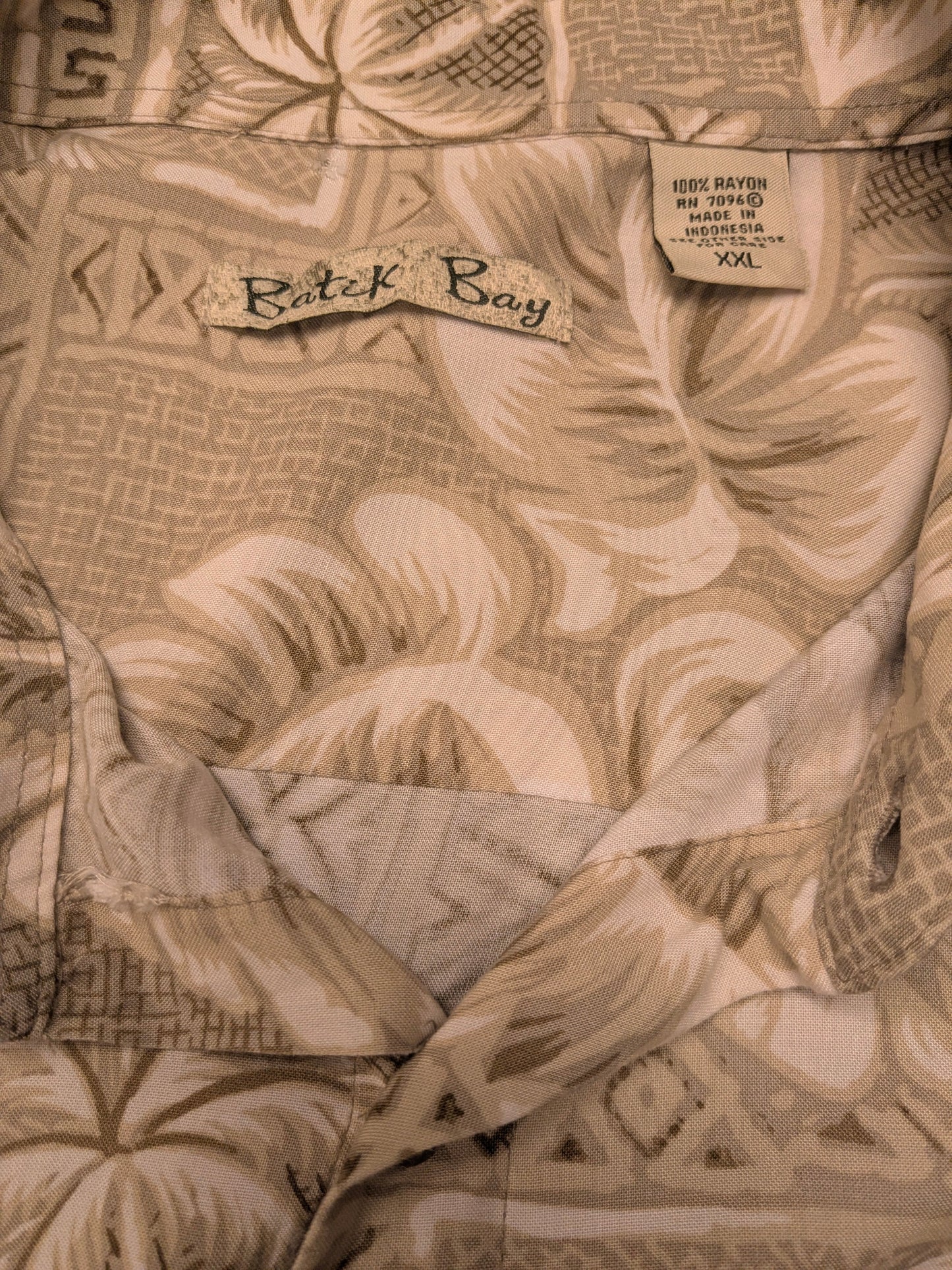 Batik Bay hawaii overhemd korte mouw. Kaki Grijze print. Maat 3XL / XXXL.