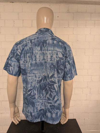 Windham Pointe Hawaii overhemd korte mouw. Blauwe print. Maat XL.