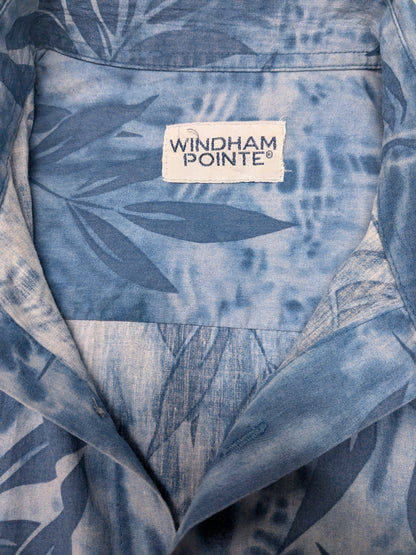 Windham Pointe Hawaii overhemd korte mouw. Blauwe print. Maat XL.