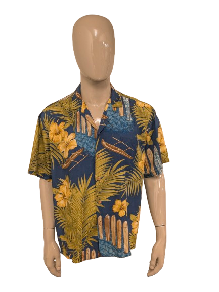 Vintage Banana Jack Hawaii overhemd korte mouw. Gekleurde print. Maat 2XL / XXL.