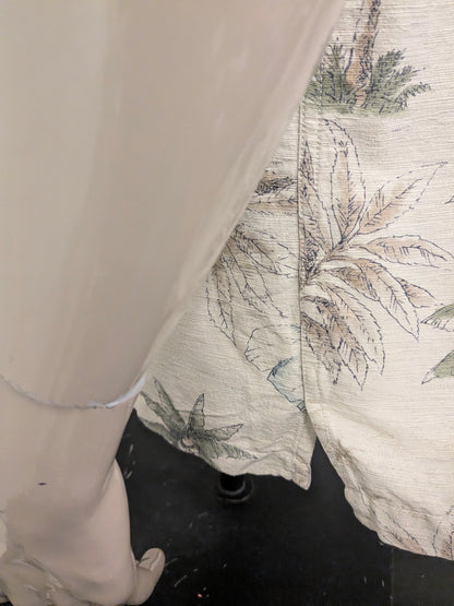 Batik Bay Zijden Hawaii overhemd korte mouw. Beige Groen Blauwe print. Maat XL.
