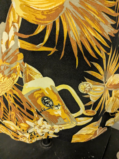 Panama Jack Hawaii overhemd korte mouw. Zwart Gele print. Maat 3XL / XXL.