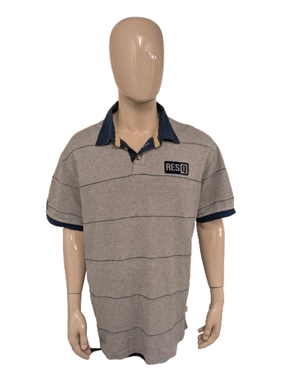 ResQ polo. Grijs Blauw gestreept. Maat 2XL / XXL.