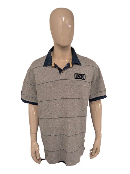 ResQ polo – grijs/blauw gestreept – maat 2XL