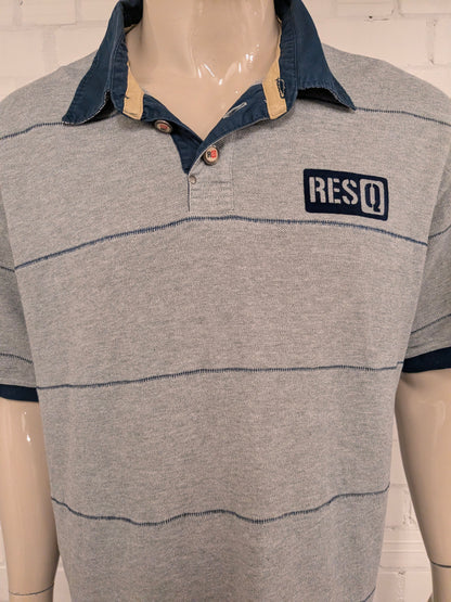 ResQ polo. Grijs Blauw gestreept. Maat 2XL / XXL.
