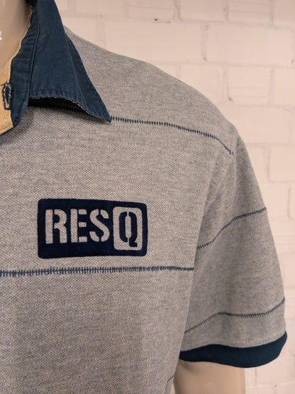 ResQ polo. Grijs Blauw gestreept. Maat 2XL / XXL.