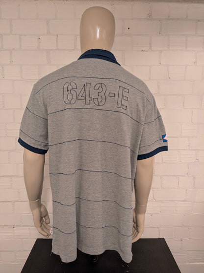 ResQ polo. Grijs Blauw gestreept. Maat 2XL / XXL.