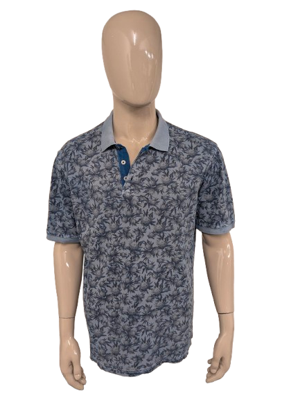 Casa Moda-Polo. Blaugrauer Druck. Größe XL.