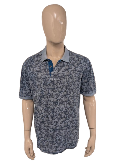 Casa Moda polo. Blauw Grijze print. Maat XL.
