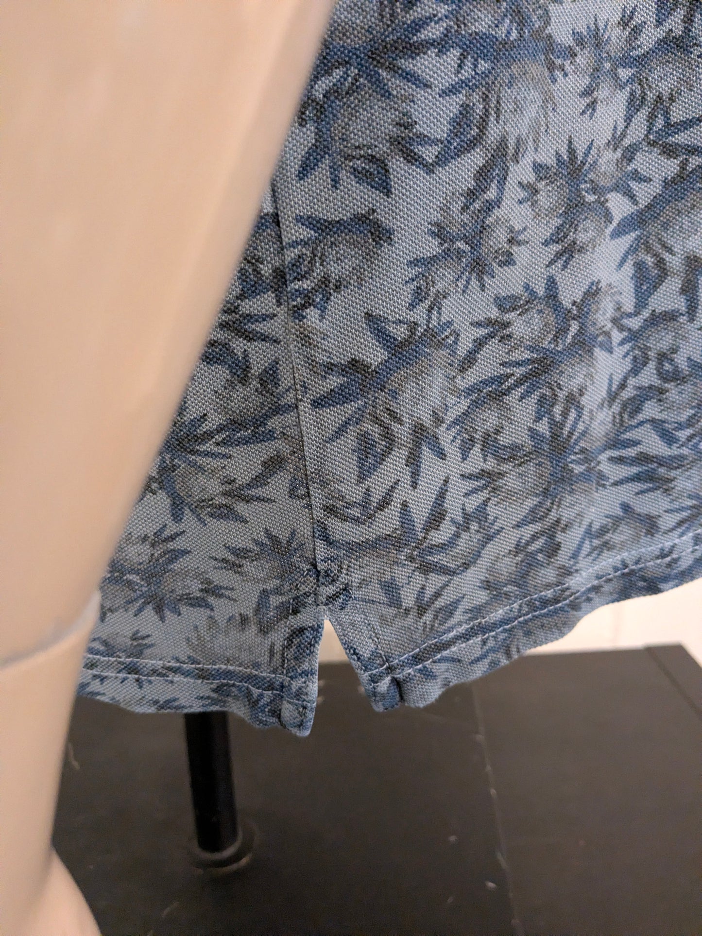 Casa Moda polo. Blauw Grijze print. Maat XL.