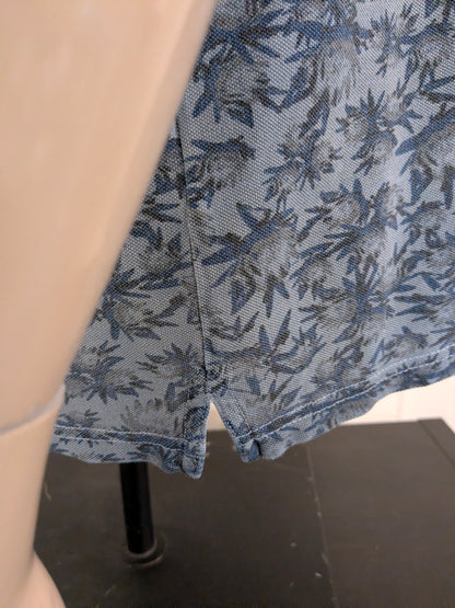Casa Moda polo. Blauw Grijze print. Maat XL.