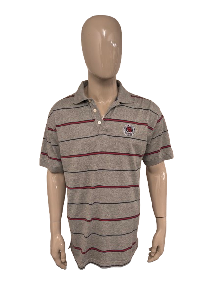 River Woods Polo – grau/rosa/blau gestreift – Größe XL