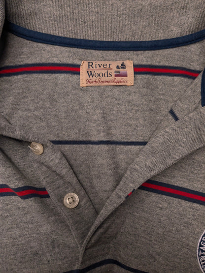 River Woods polo. Grijs Roos Blauw gestreept. Maat XL.