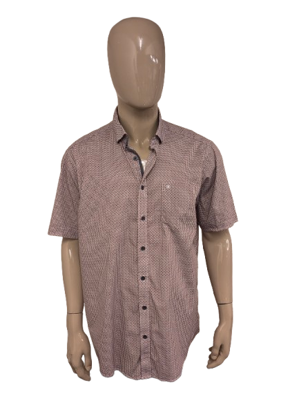 Kurzarmhemd von Casa Moda. Rot-Grau-Blau-Druck. Größe 2XL / XXL.