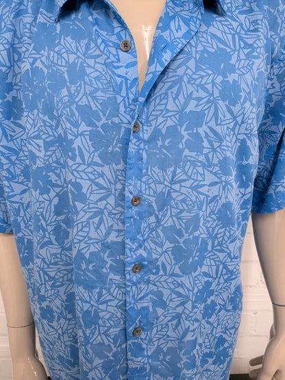 Exofficio overhemd korte mouw. Blauw Bloemen print. Maat 3XL / XXXL.