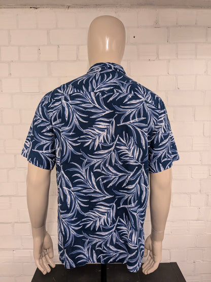 George Hawaii overhemd korte mouw. Blauw Witte print. Maat L.