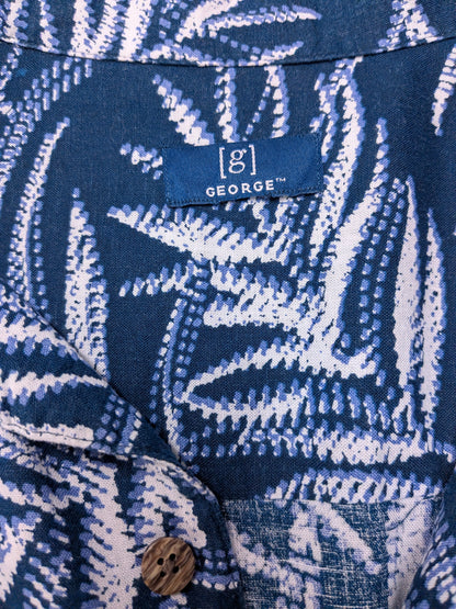 George Hawaii overhemd korte mouw. Blauw Witte print. Maat L.
