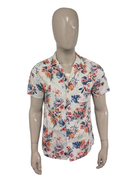 Goodfellow & Co overhemd korte mouw – gekleurde bloemenprint – maat M slim