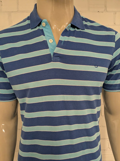 Olymp Novum polo. Blauw Wit gestreept. Maat M. modern fit.