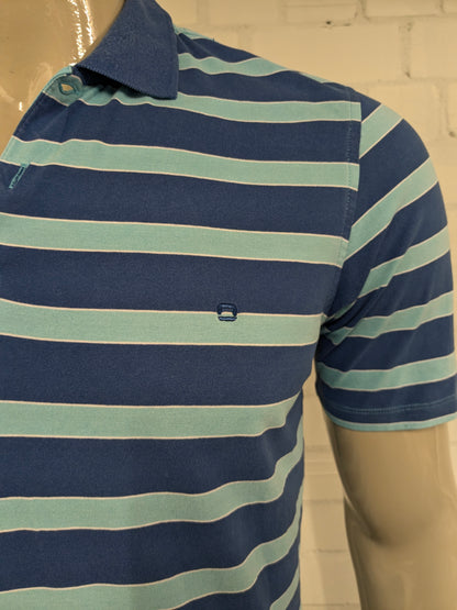 Olymp Novum polo. Blauw Wit gestreept. Maat M. modern fit.