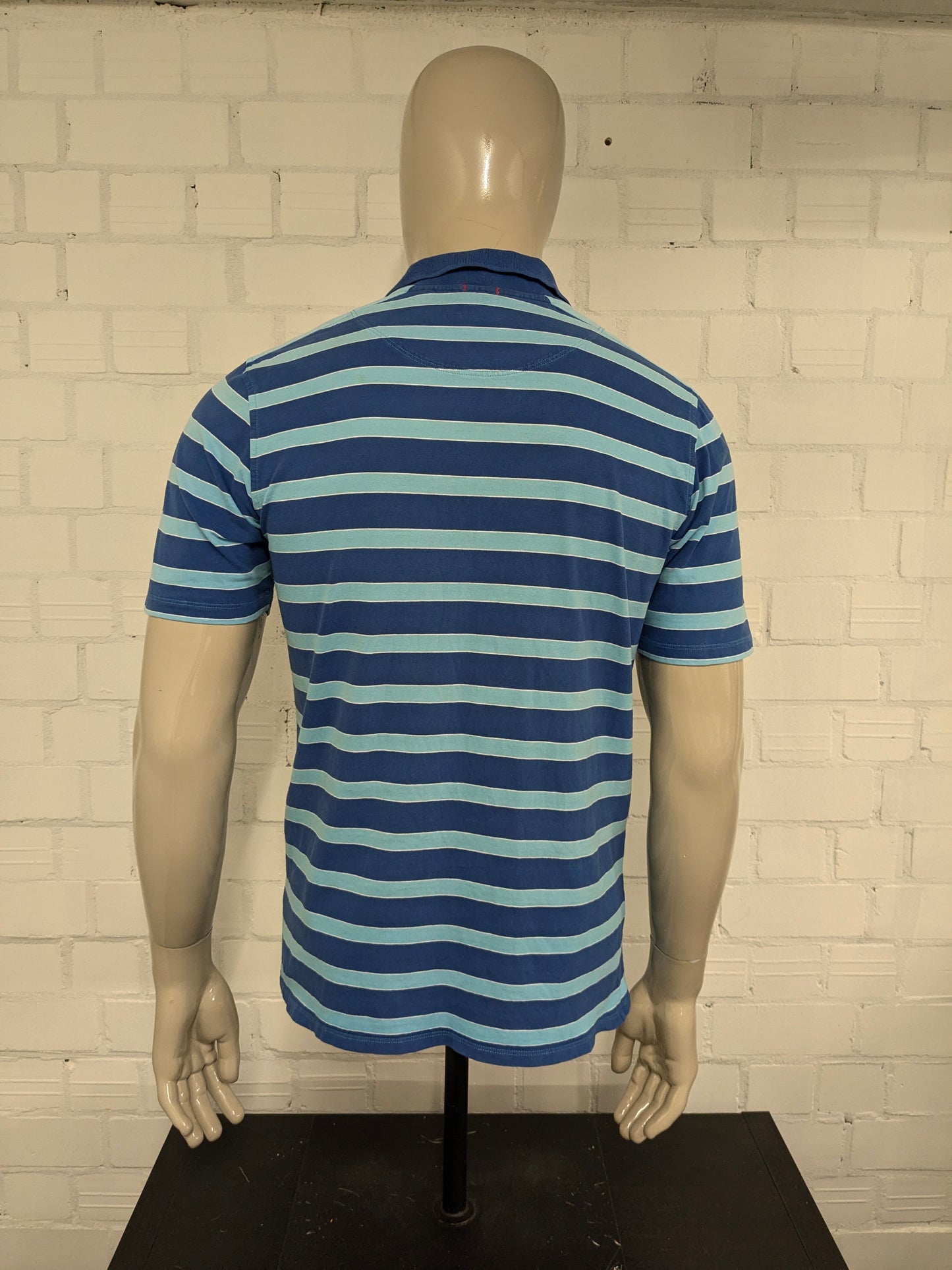 Olymp Novum polo. Blauw Wit gestreept. Maat M. modern fit.