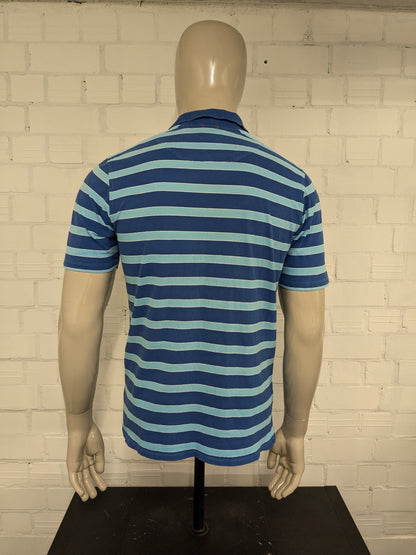 Olymp Novum polo. Blauw Wit gestreept. Maat M. modern fit.