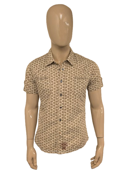 Pepe jeans shirt short sleeves with press studs. Green Gray Floral print. Size L.