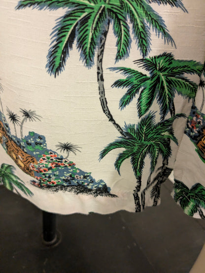 George Hawaii overhemd korte mouw. Gekleurde Bloemen print. Maat L.