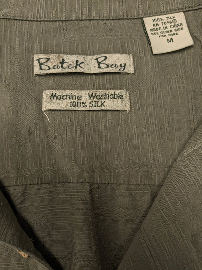 Batik Bay 100% Zijden Hawaii overhemd korte mouw. Groen motief. Maat M.