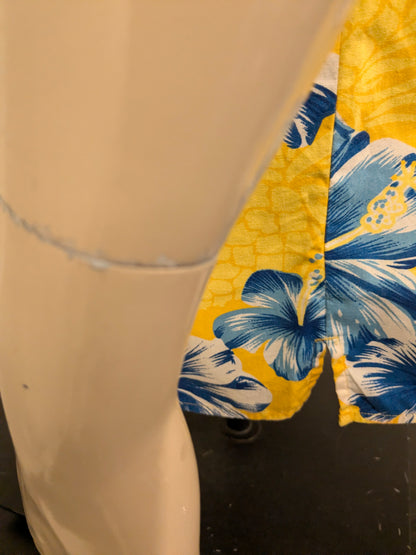 Jantzen Hawaii overhemd korte mouw. Groen Blauw Bloemen print. Maat 2XL / XXL.