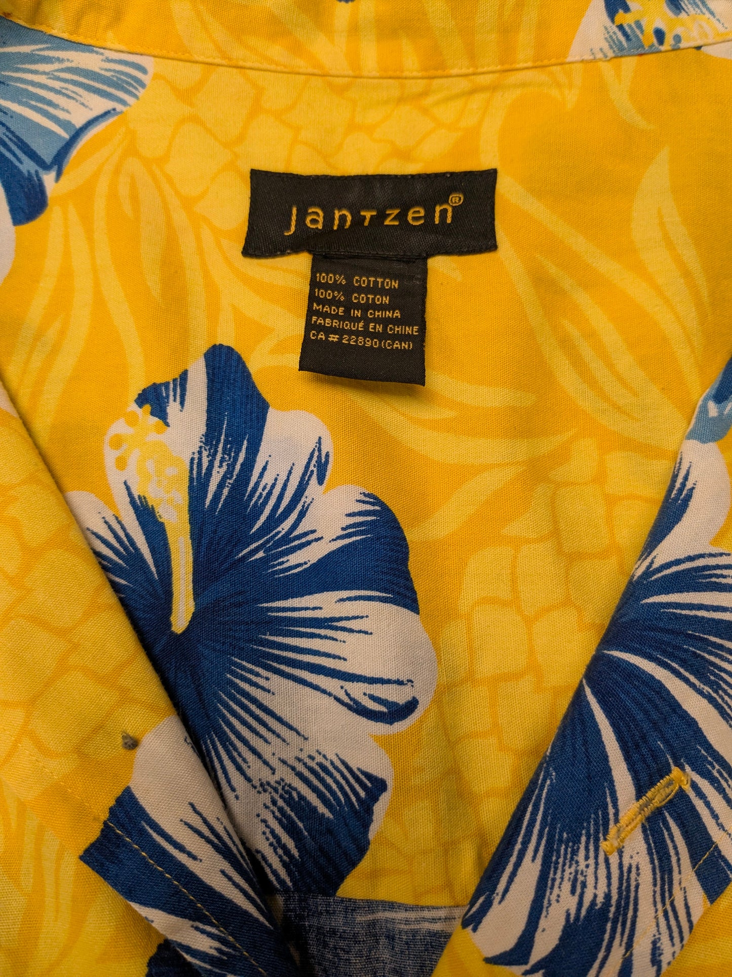 Jantzen Hawaii overhemd korte mouw. Groen Blauw Bloemen print. Maat 2XL / XXL.