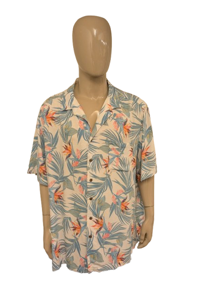 George Hawaii shirt short sleeve. Light Blue No Pink Floral print. Size 4XL / XXXXL.