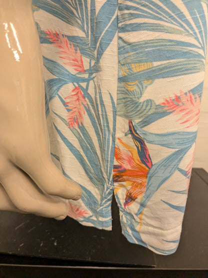 George Hawaii overhemd korte mouw. Licht Blauw Geen Roze Bloemen print. Maat 4XL / XXXXL.