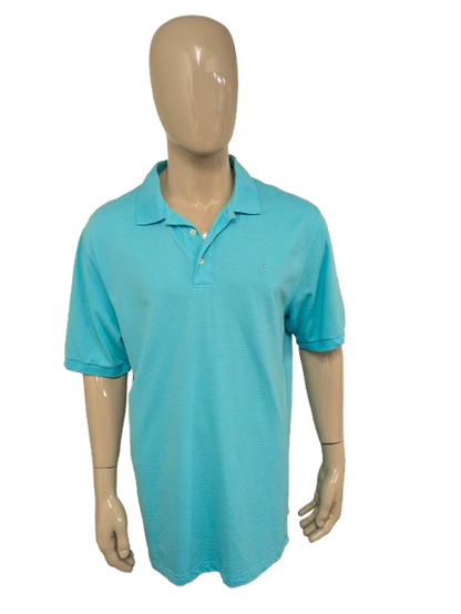 Izod polo. Blauw gestreept motief. Lang model! Maat XL.