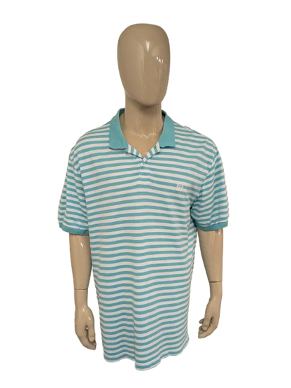 Chaps polo. Blauw Wit gestreept. Maat 2XL / XXL.