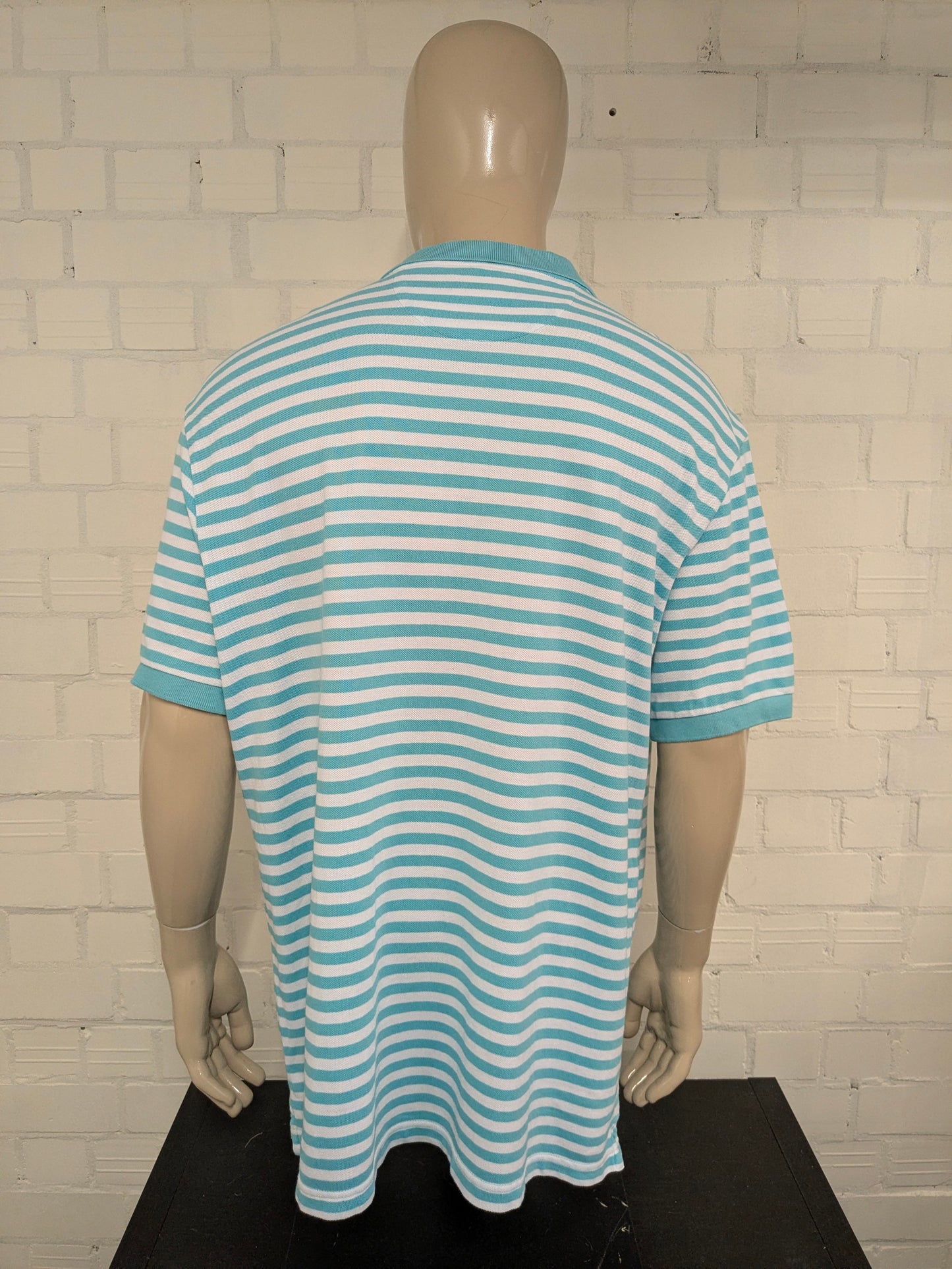 Chaps polo. Blauw Wit gestreept. Maat 2XL / XXL.