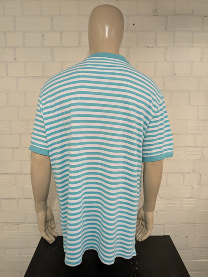 Chaps polo. Blauw Wit gestreept. Maat 2XL / XXL.