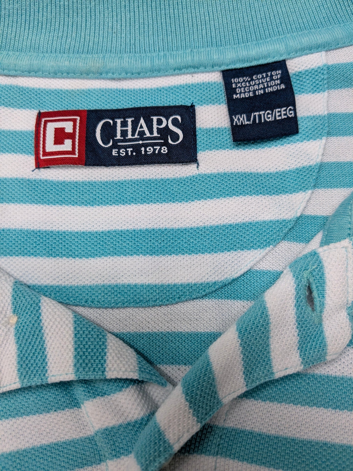 Chaps polo. Blauw Wit gestreept. Maat 2XL / XXL.